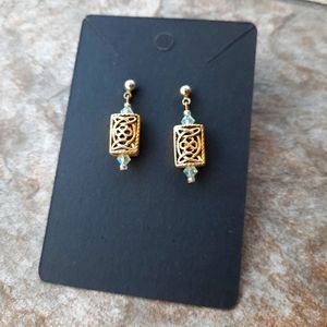 Artisan Metal and Bead Earrings